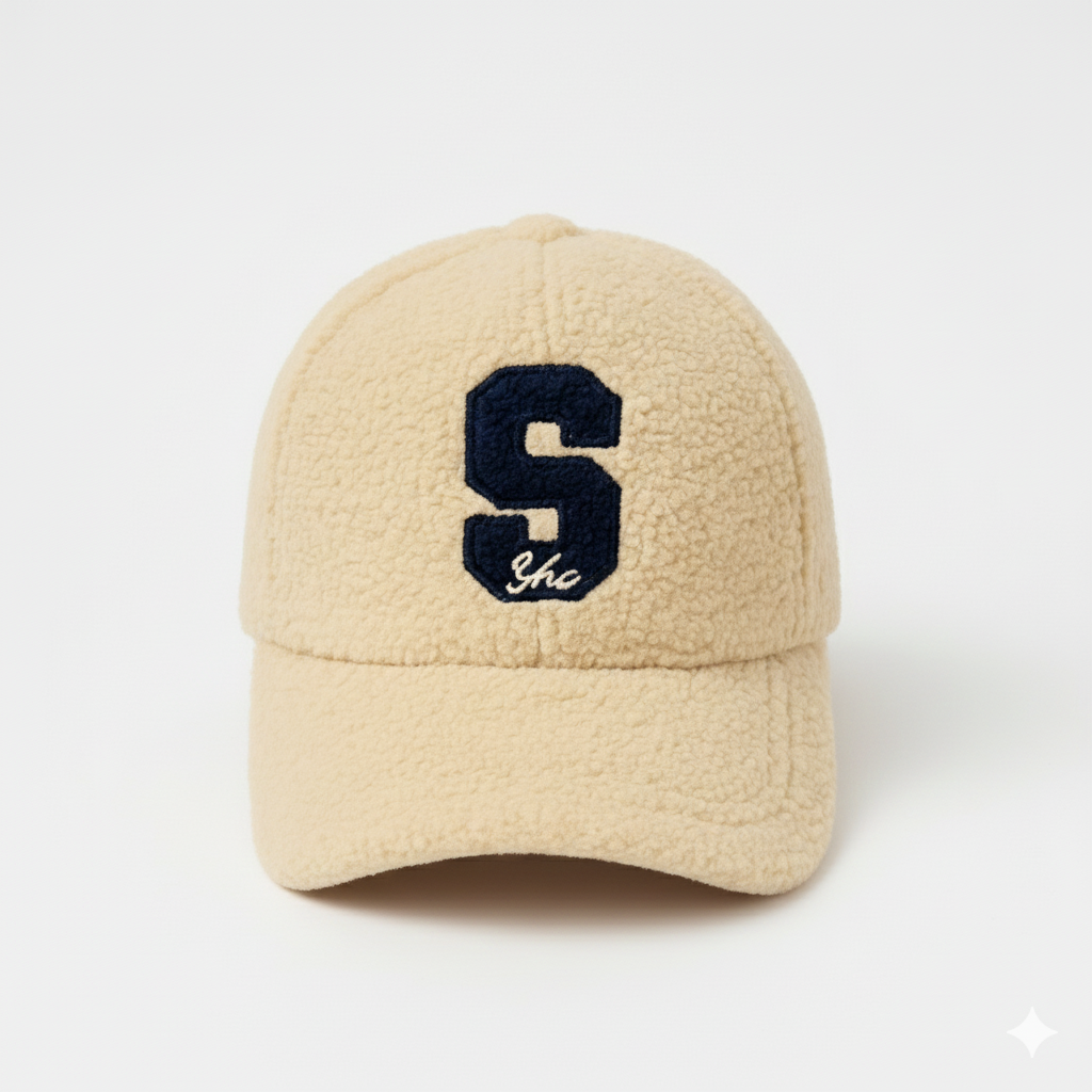 Beige Sherpa “S” Winter Cap