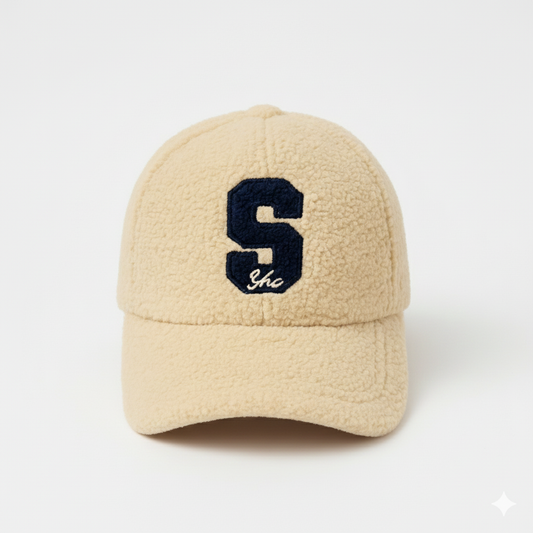 Beige Sherpa “S” Winter Cap